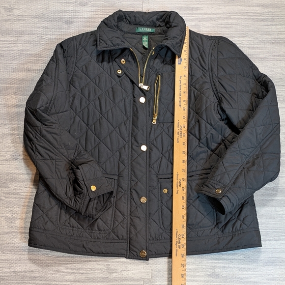 Ralph Lauren Black Quilted Jacket, Utility, Fall, Warm Gold Tone Hardware, Sz 1X - Picture 8 of 11
